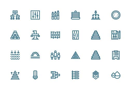 24 íconos para niveles en grueso línea línea formato simplificado icono paquete para visual herramientas vector