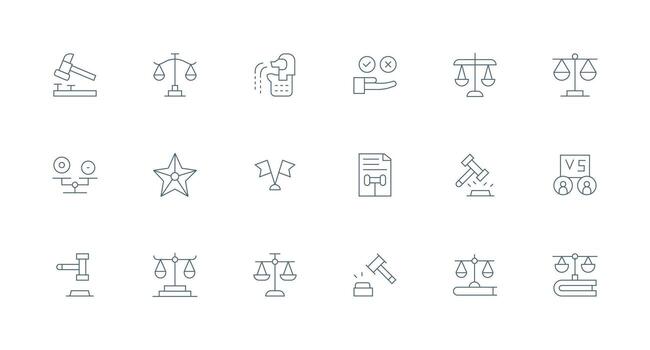 juicio visual paquete conteniendo 18 mínimo línea íconos icono conjunto para web vector