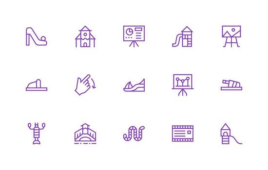 diapositiva icono conjunto con 15 regular línea gráficos sencillo íconos para interfaz y wireframes vector