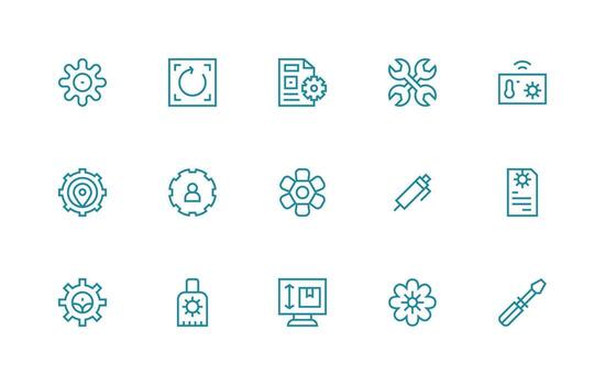 Adjust Icon Set with 15 Regular Line Graphics Minimal Icon Set for Interface Projects vector