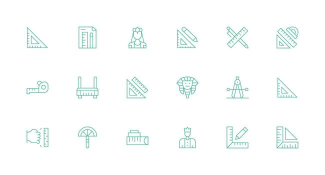 18 Minimal Line Style Icons from Ruler Collection General Use Icon Pack vector