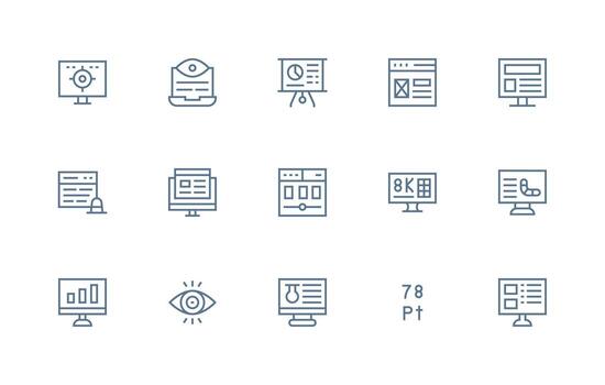 15 Icons for Data Display in Regular Line Format UI-Ready Icon Collection vector