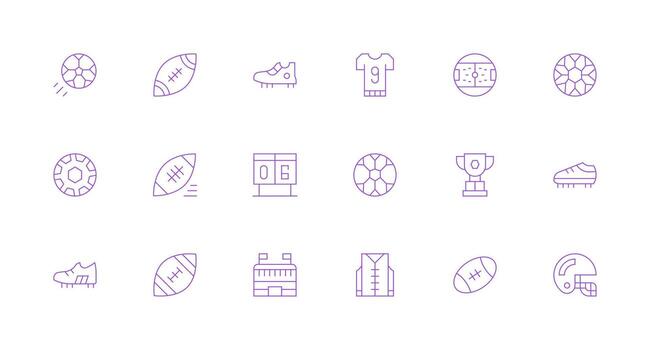 18 Icons for Football in Minimal Line Format Icons Built for Visual Consistency Pack vector