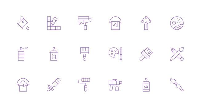 Paint Icon Set with 18 Minimal Line Graphics Multi-Purpose Icon Pack for Templates vector
