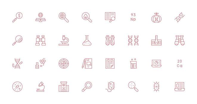 32 Delgado línea vectores para investigación tema completamente editable icono conjunto para web