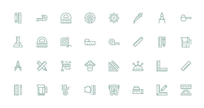 Measuring Icon Set with 32 Thin Line Graphics Style Icon Set vector