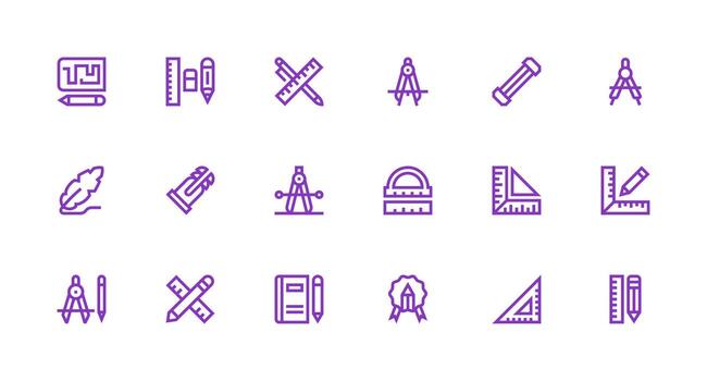 18 Strong Stroke Line Style Icons from Drafting Collection Dashboard Icon Series vector