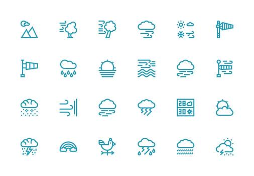 24 Icons for Meteorology in Thick Line Line Format Multi-Style Icons for Creative Projects vector
