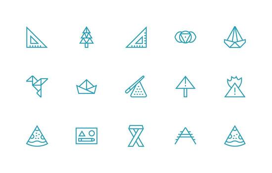 Regular Line Icons from Triangle Set with 15 Vectors Display Icon Pack