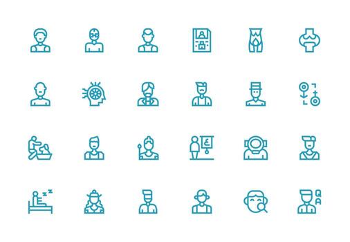 humano diseño íconos presentando 24 en grueso línea línea estilo escalable íconos para multiplataforma interfaces vector