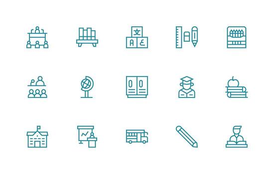 15 Icons for Classroom in Regular Line Format Customizable Icon Series for Mobile Screens vector
