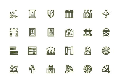 24 Icons for Ancient in Thick Line Line Format Interface Icon Collection for Daily Projects vector
