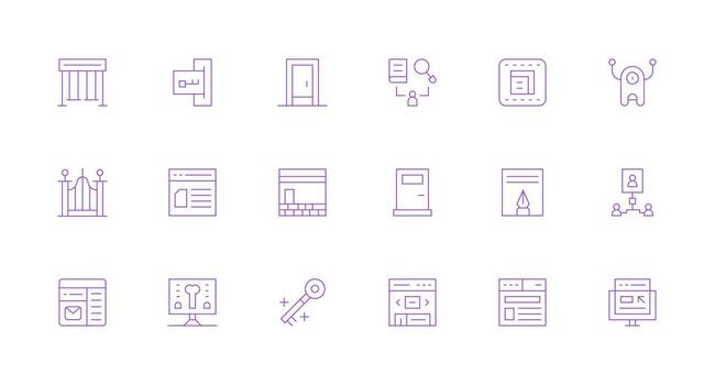 portal icono conjunto con 18 mínimo línea gráficos píxel Perfecto íconos para moderno aplicaciones vector