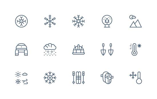 Snow including 15 Regular Line Illustrations Well-Structured Icons for Creative Use vector