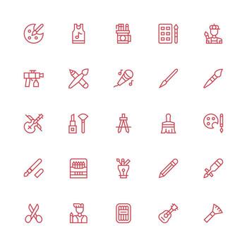 medio carrera contorno estilo artista íconos con 25 vectores limpiar icono conjunto icono paquete para ui proyectos
