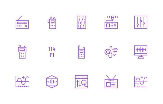 Frequency Set with 15 Regular Line Icons Flexible Icon System for Web Interfaces vector