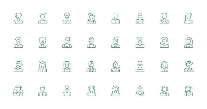 User Icon Set with 32 Thin Line Icons Multi-Purpose Icon Pack for Templates vector