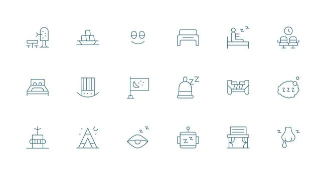 Rest Icon Set with 18 Minimal Line Graphics Neutral Style Icons for Any Project vector