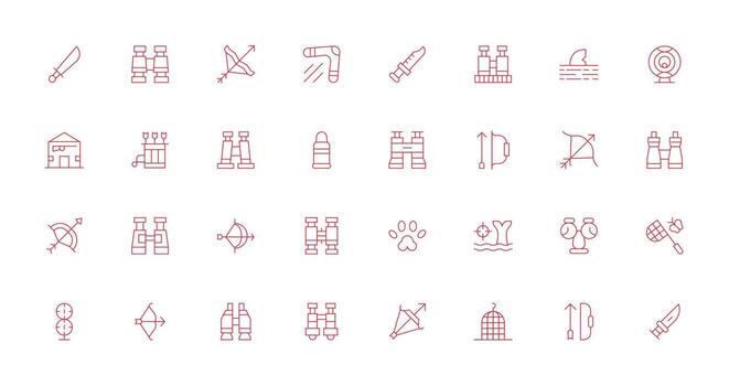 Hunting featuring 32 Icons in Thin Line Design Multi-Purpose Icon Set vector