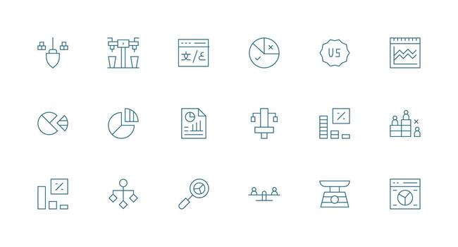Comparison Icon Collection with 18 Minimal Line Designs Interface Icons for Daily Use vector