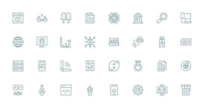 32 Delgado línea vectores para datos tema editable icono colección