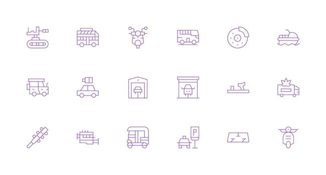 18 Icons for Vehicle in Minimal Line Format Multi-Purpose Icon Pack for Templates vector