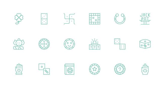 18 Minimal Line Vectors for Luck Theme Complete Icon Bundle for Web Design