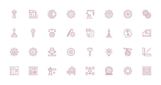 Mechanism Set with 32 Thin Line Icons Scalable Icon Pack vector