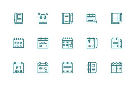 15 regular línea vectores para diario tema detallado icono colección para diseño sistemas