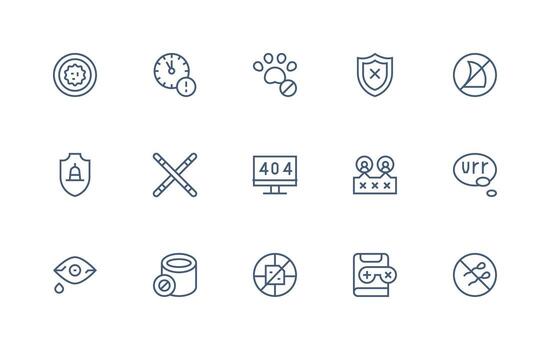 Access Denied Visual Pack containing 15 Regular Line Icons Flat Icon Set vector
