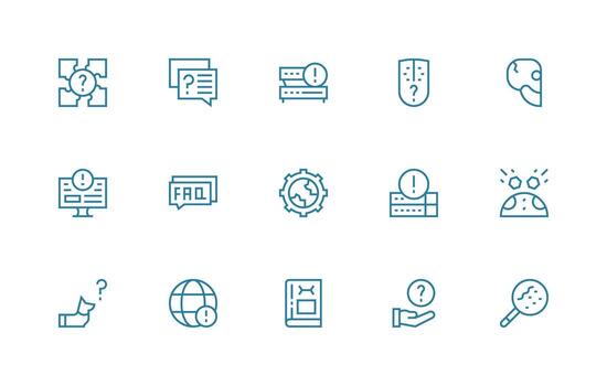 Troubleshooting Design Icons featuring 15 in Regular Line Style Editable Icon Collection vector