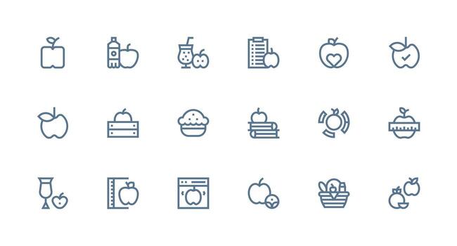 Apple featuring 18 Icons in Strong Stroke Line Design Complete Icon Set for Mobile Apps vector