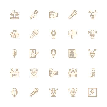 Interview Design Icons featuring 25 in Medium Stroke Outline Style Glyph Icon Series vector
