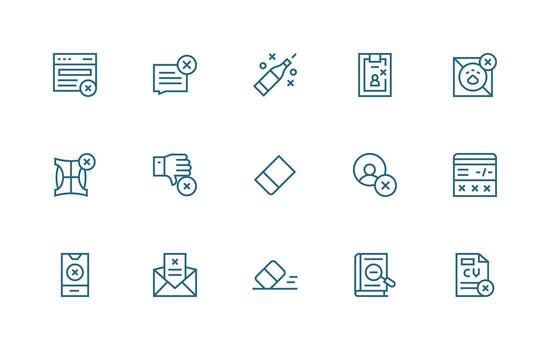 Delete Set with 15 Regular Line Icons Design Ready Icon Set for Teams vector