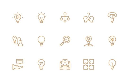 ProblemSolving featuring 15 Icons in Regular Line Design Pixel Perfect Icons for Modern Apps vector