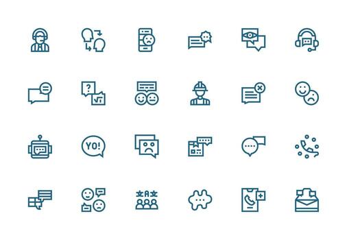 Response Icon Set with 24 Thick Line Line Graphics Reliable Icons for All Interfaces vector