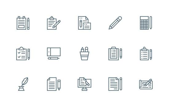 bolígrafo visual paquete conteniendo 15 regular línea íconos sensible icono conjunto para flexible diseños vector