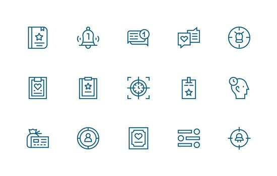 Priority Design Icons featuring 15 in Regular Line Style Organized Glyph Icons for Fast Design vector