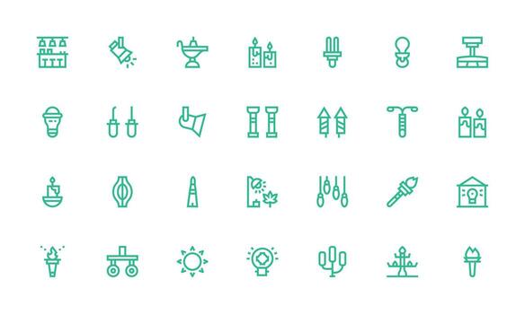 Illumination Set with 28 Bold Line Icons Fully Editable Icon Set for Web vector