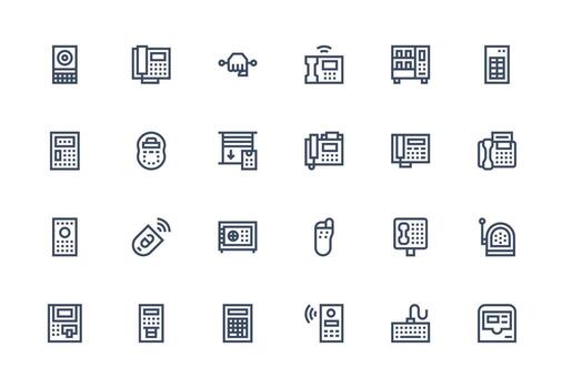 teclado incluso 24 grueso línea línea ilustraciones interfaz íconos para diario utilizar vector