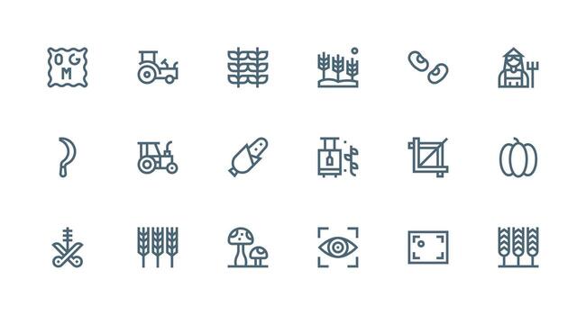 Strong Stroke Line Style Crop Icons with 18 Vectors Icon Set for Apps