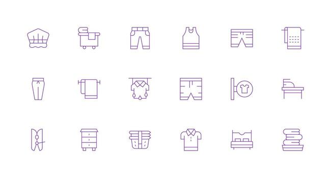 Linen Icon Set with 18 Minimal Line Graphics All-Purpose Icon Design Pack vector