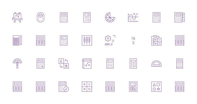 Thin Line Style Math Icons with 32 Vectors Lightweight Icon Series for Fast Prototypes