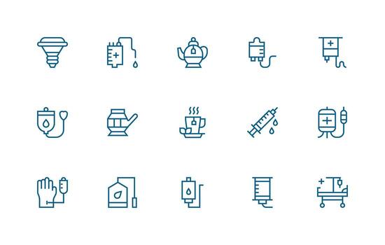 infusión diseño íconos presentando 15 en regular línea estilo ligero icono serie para rápido prototipos vector