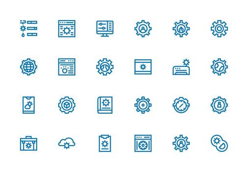 24 Thick Line Line Icons for Customization Graphics Organized Icon Pack for Quick Access vector