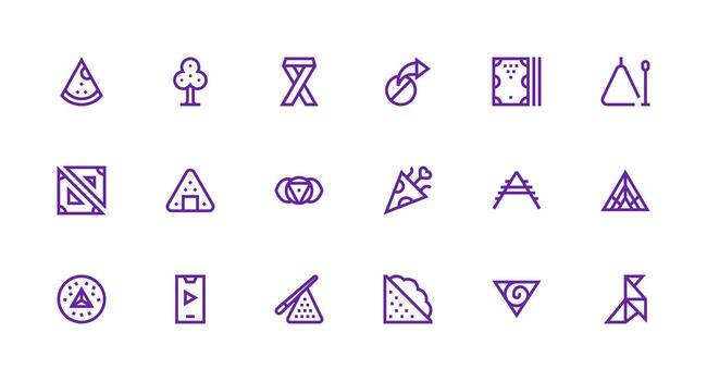 18 Strong Stroke Line Icons for Triangle Graphics Theme-Based Icon Pack vector