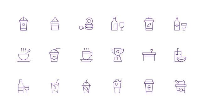 Minimal Line Icons from Cup Set with 18 Vectors Display Icon Pack
