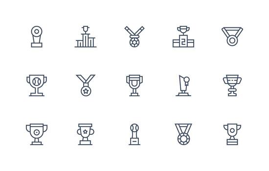 15 Icons for Second Place in Regular Line Format Essential Icon Set for Teams vector