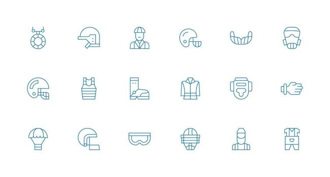 18 Minimal Line Designs for Safety Gear Icons Scalable Icons for Cross-Platform Interfaces vector