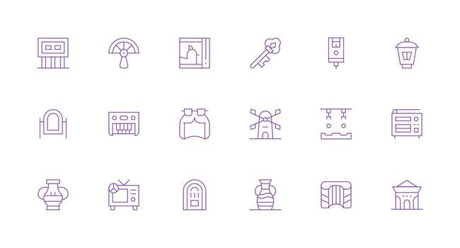 Old Set with 18 Minimal Line Icons Lightweight Icon Series for Fast Prototypes vector